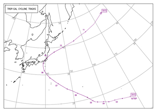 台風第15号経路図